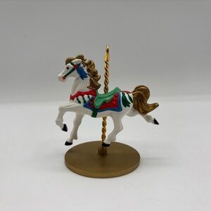 Hallmark 1989 Snow Carousel Horse Ornament 1st In A Collection Of 4 Carousel Hor